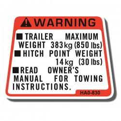 Hitch Warning Decal ATC250ES 88