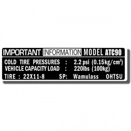 Important Info Decal ATC110 79-82