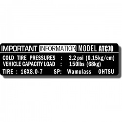 Important Info Decal ATC70 73-85
