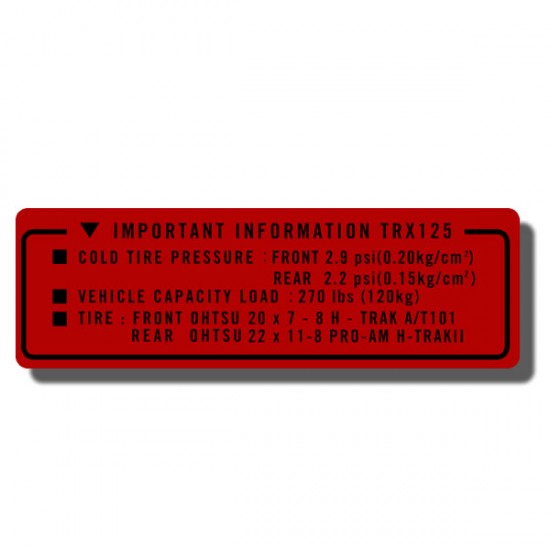 Important Info Decal TRX125 85-86