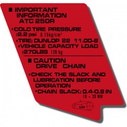 Rear Fender Important Info Decal ATC250R 81-82